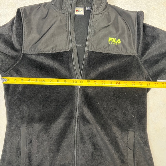 Fila Sport Women's Large Black Fleece Jacket Full Zip High Neck Long Sleeve‎ EUC - Picture 4 of 6